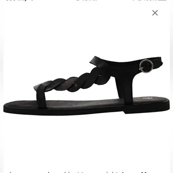 New! FRYE Sydney Braided Black Leather Ankle Strap Sandals Size 10 - Picture 2 of 4